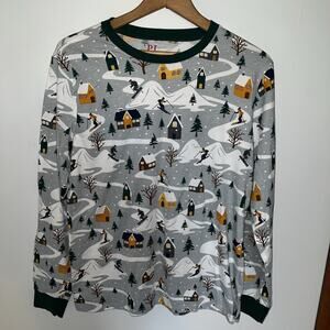 Christmas Family Ski Cabin Snug Fit Cotton Pajamas Sleep Shirt PJ Place Small